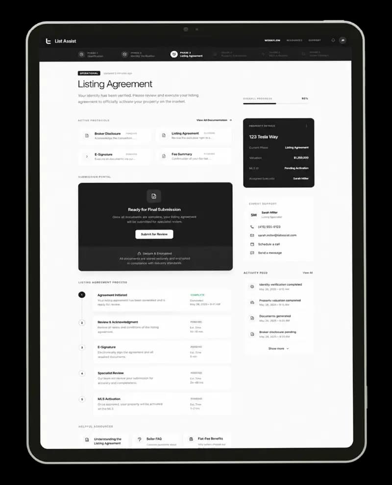 List Assist seller platform displayed on a tablet