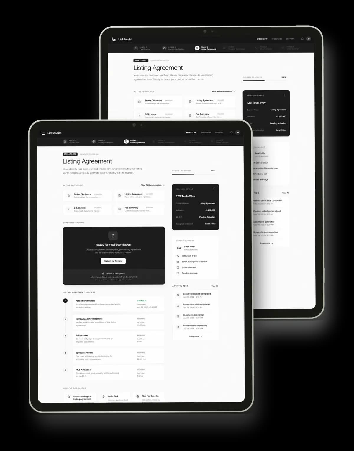 List Assist seller platform displayed on tablets